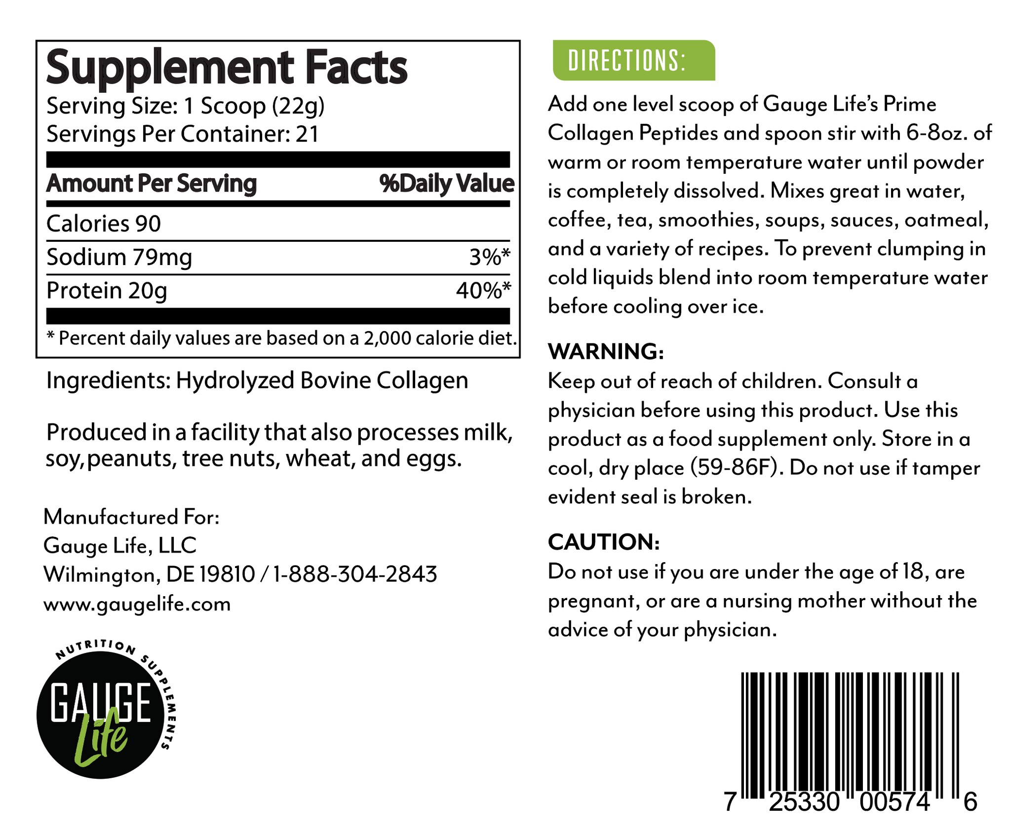 Gauge-Life Prime Collagen Peptides
